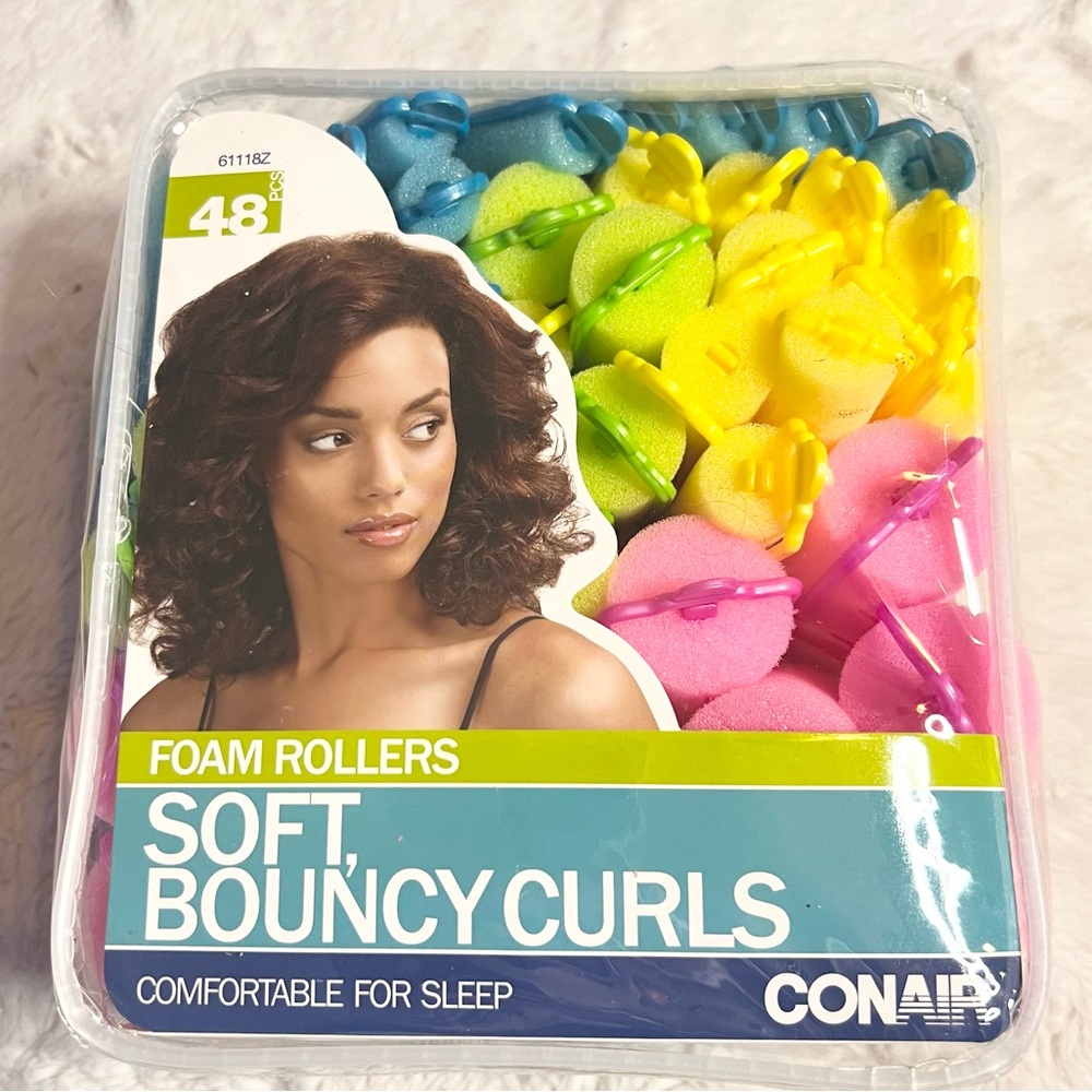 NEW Conair Foam Hair Rollers for Bouncy Curls, 48 ct Wear while you sleep!